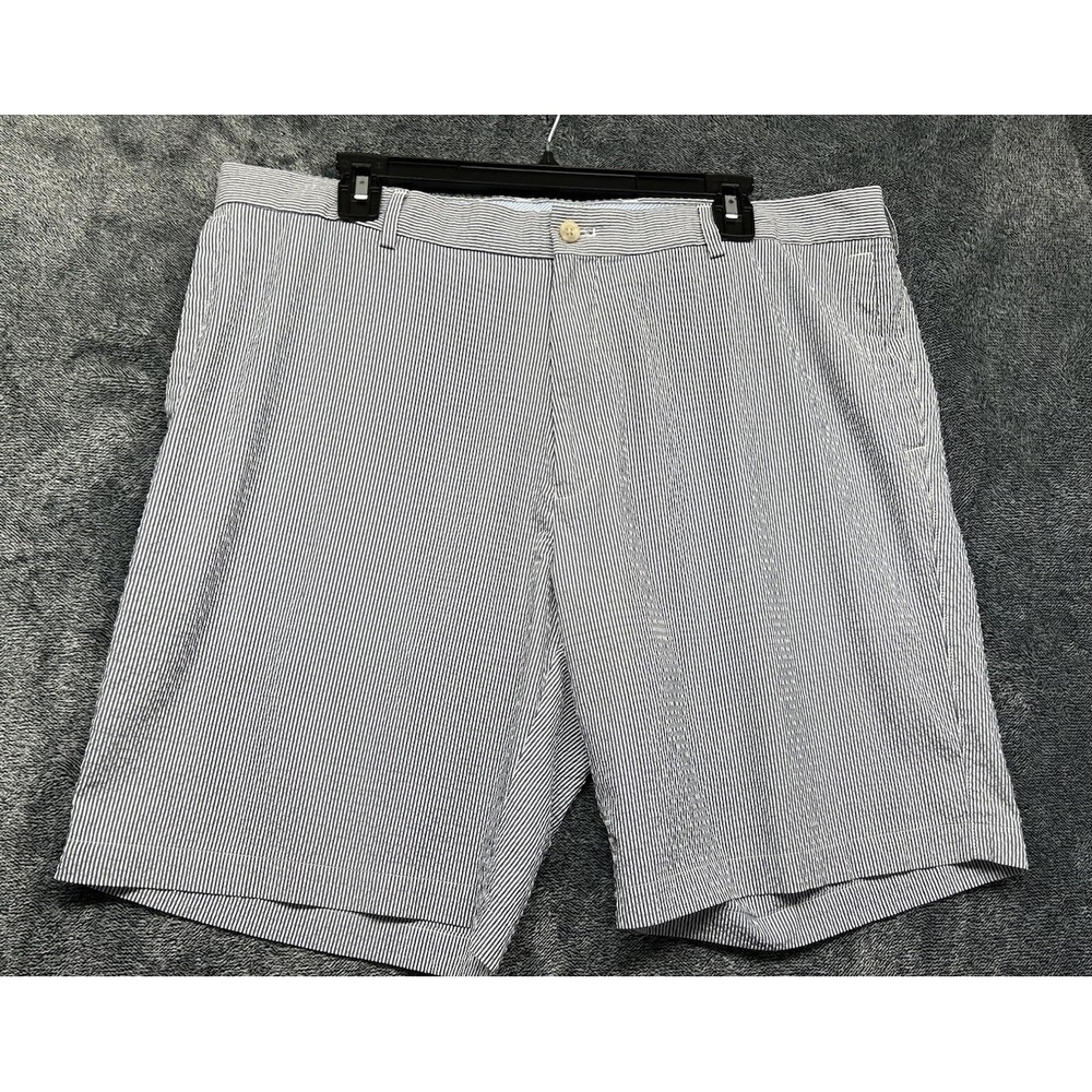 Peter Millar Mens Size 38 Blue Seersucker Featherweight Chino Shorts (T2)